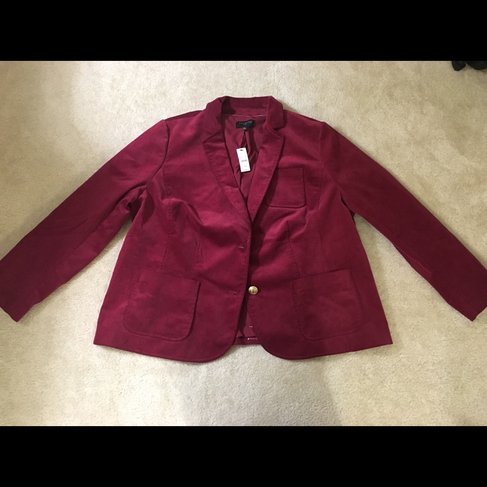 Talbots burgundy wine corduroy blazer career 18W